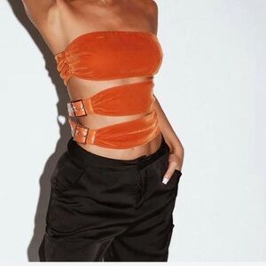 Orange Strapless Top
